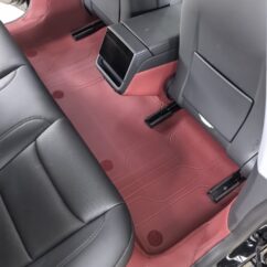 Tesla Model 3 Refresh – Burgundy Fully Wrapped Floor Mats (Driver, Passenger, and Rear) + 3-Piece Starry Sky Blanket Set